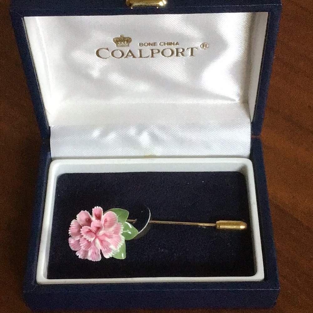 Pink floral Coalport stick/brooch pin